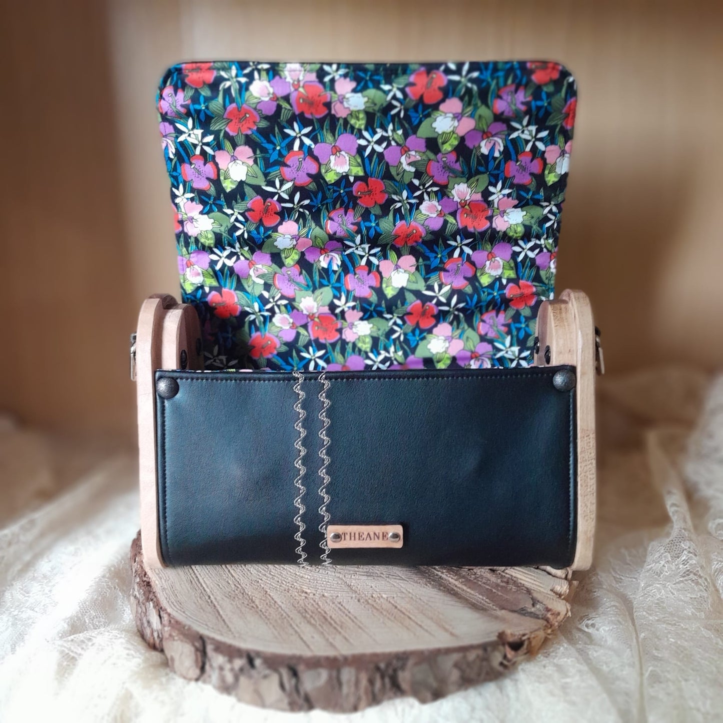 Mini sac noir bois noyer poirier chêne n°165