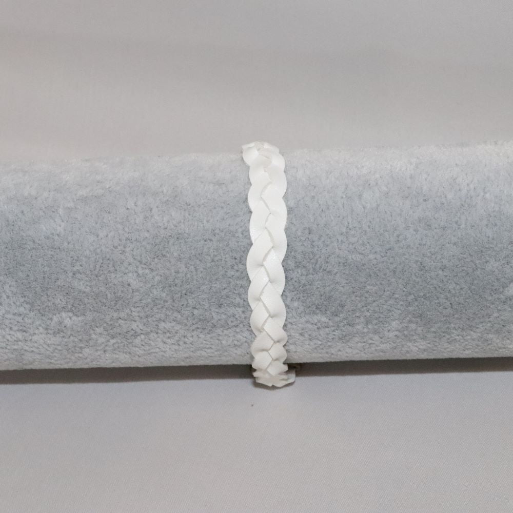 bracelet blanc tressé en alter-cuir de raisin