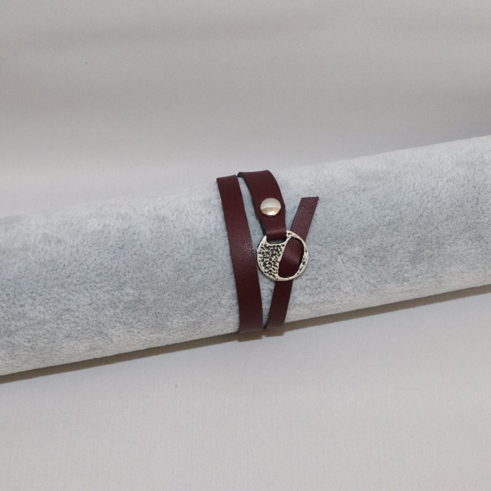 bracelet bordeaux réglable en alter-cuir de raisin