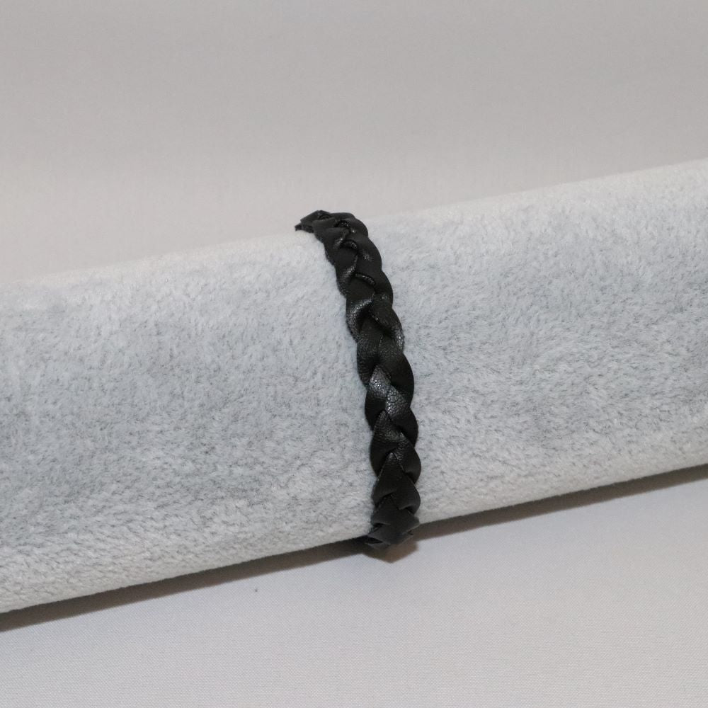 bracelet noir tressé en alter-cuir de raisin