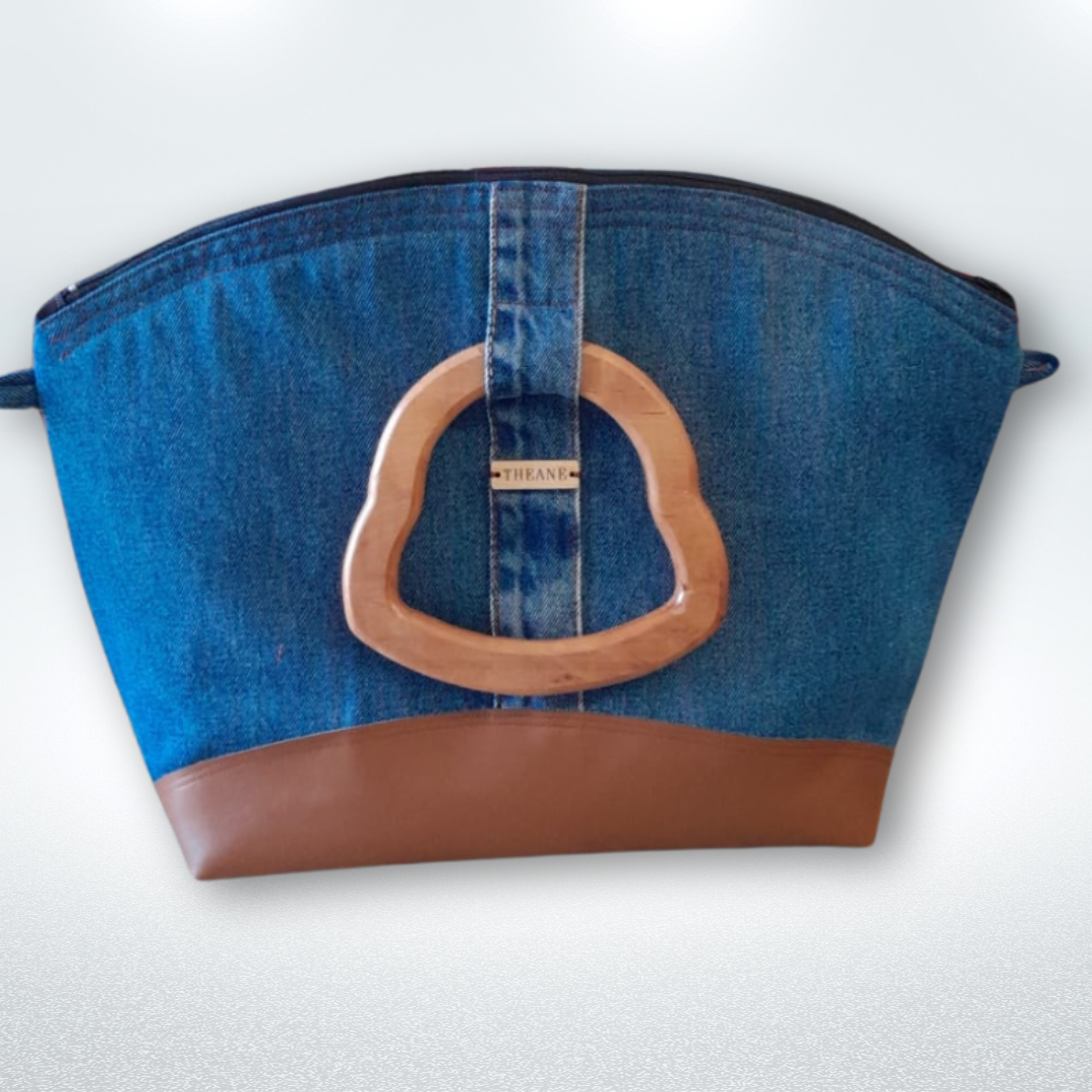 Sac jean et alter-cuir de raisin poignées en bois 80
