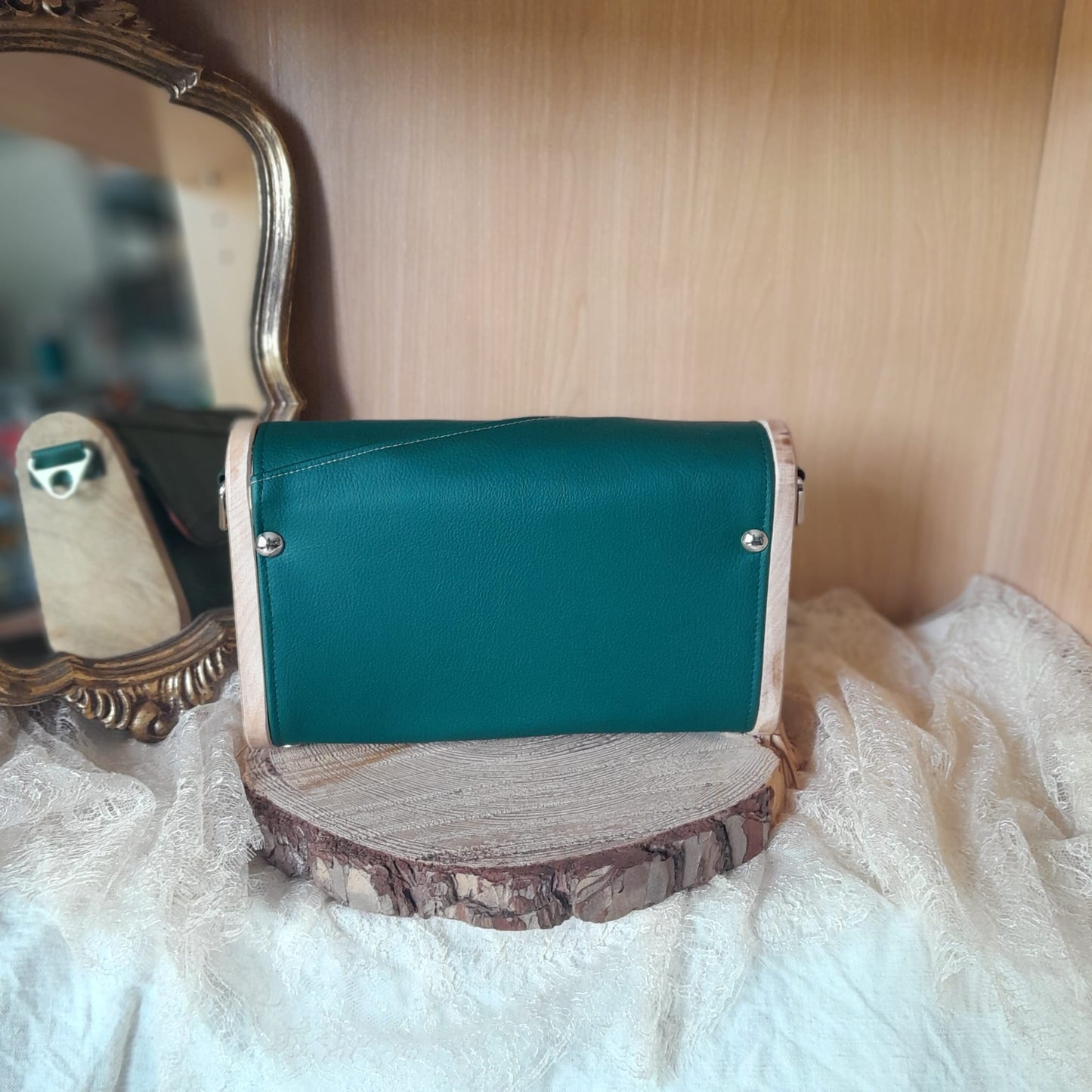 Mini sac bois et alter-cuir de raisin vert 140