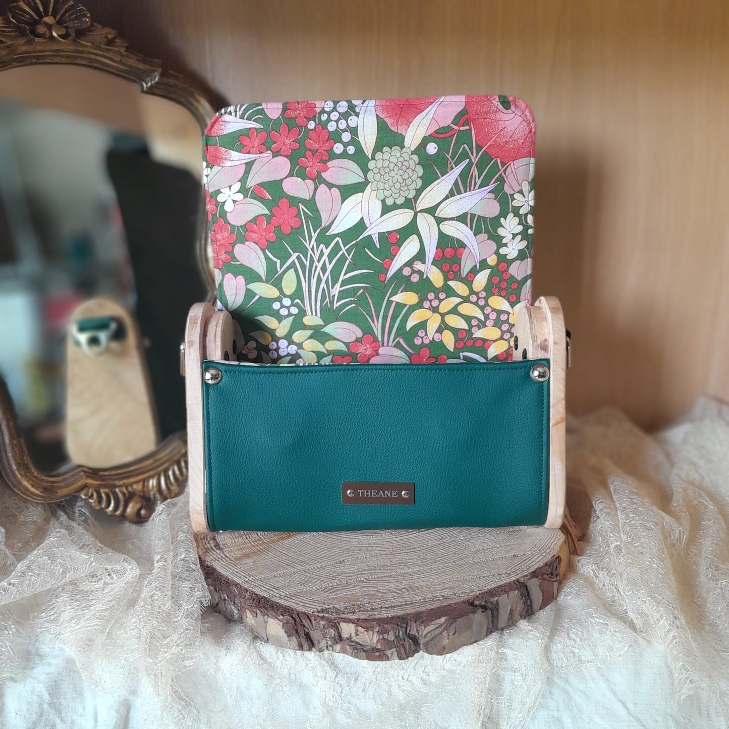 Mini sac bois et alter-cuir de raisin vert 140