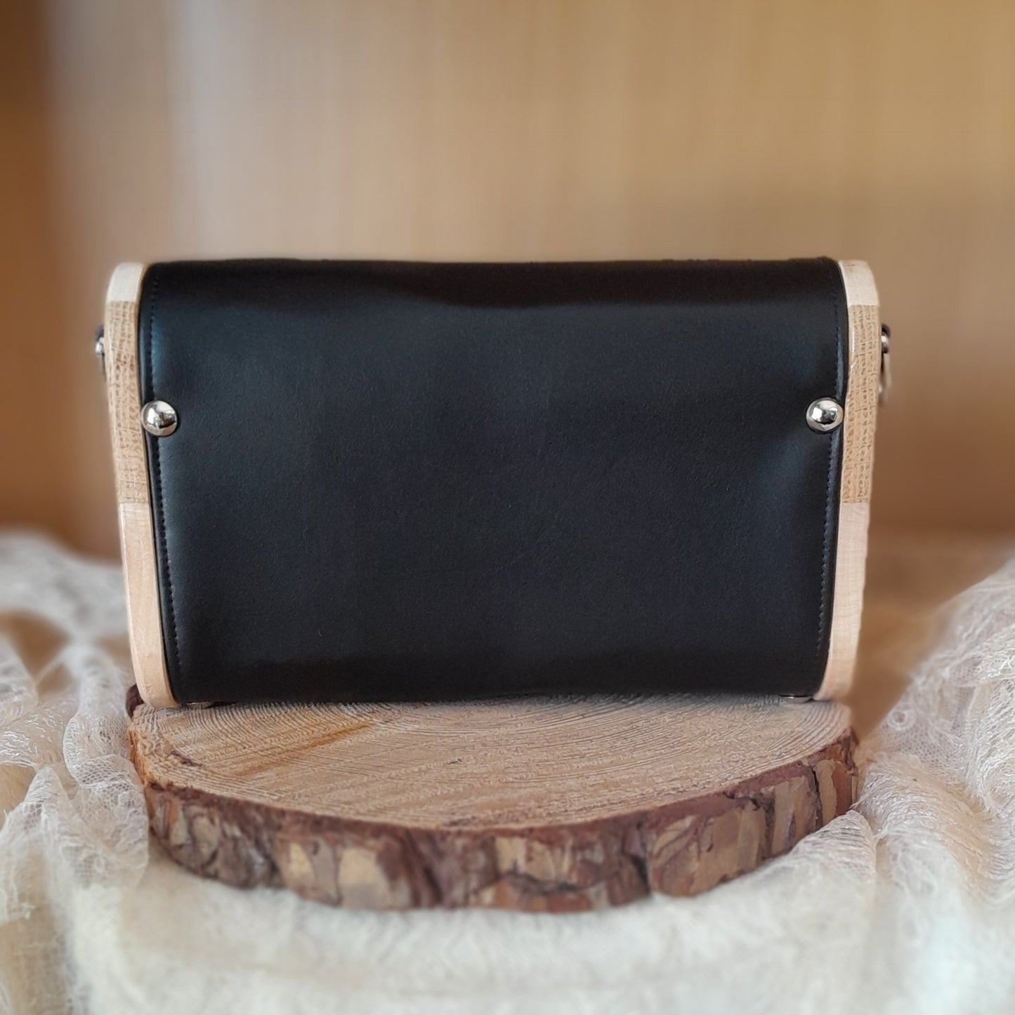 Mini sac bois et alter-cuir de raisin noir 156