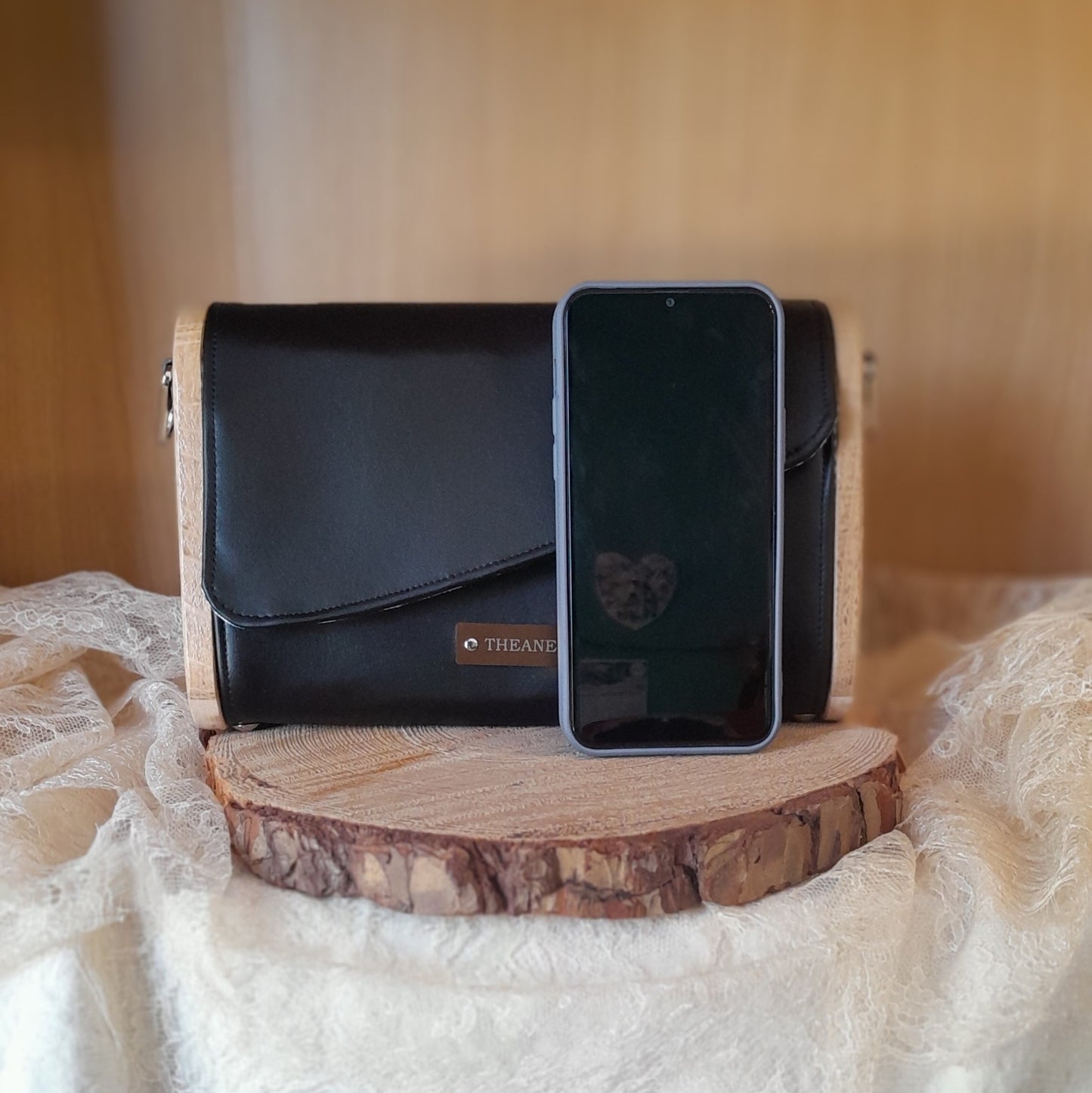 Mini sac bois et alter-cuir de raisin noir 156