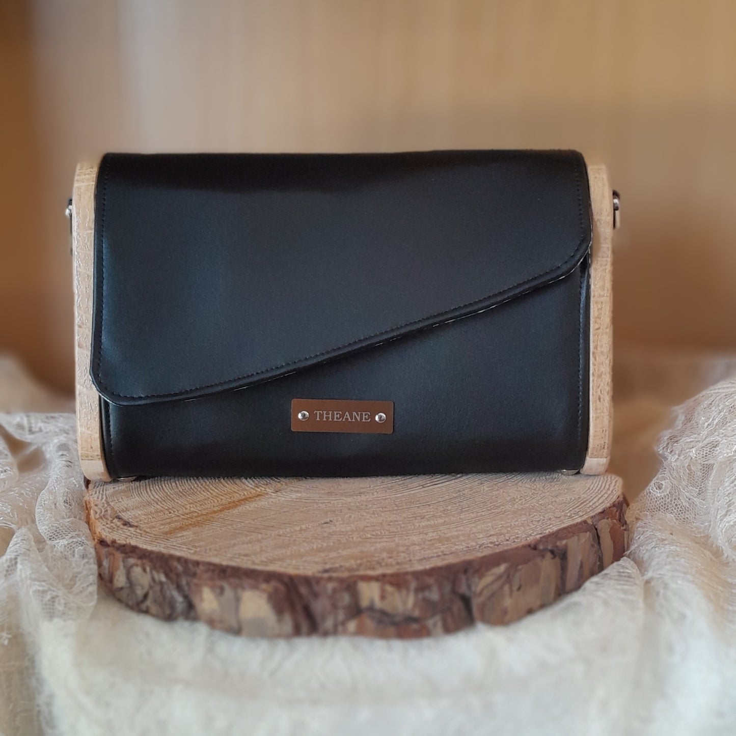 Mini sac bois et alter-cuir de raisin noir 156