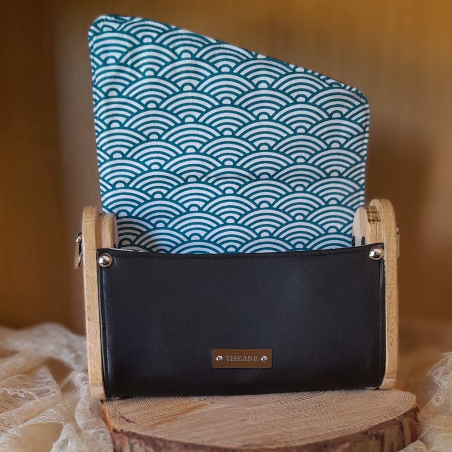 Mini sac bois et alter-cuir de raisin noir 156
