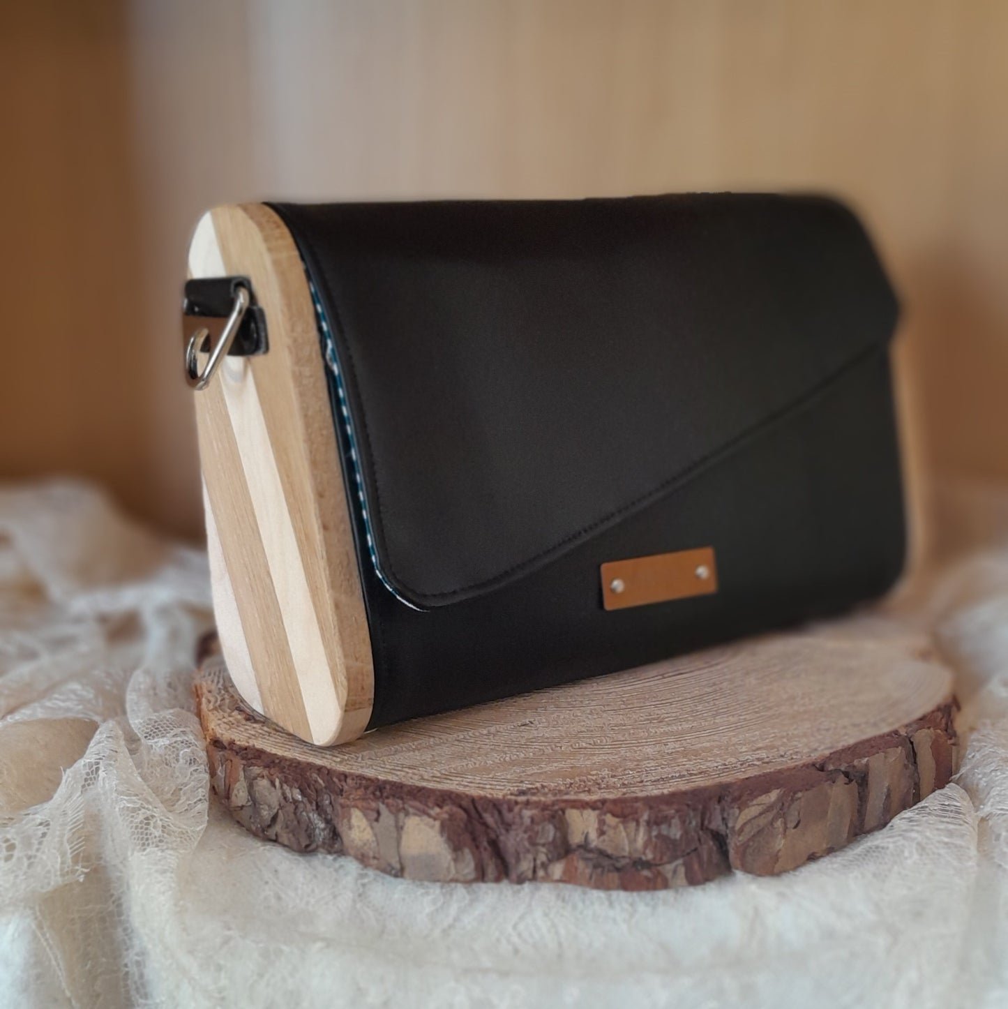 Mini sac bois et alter-cuir de raisin noir 156