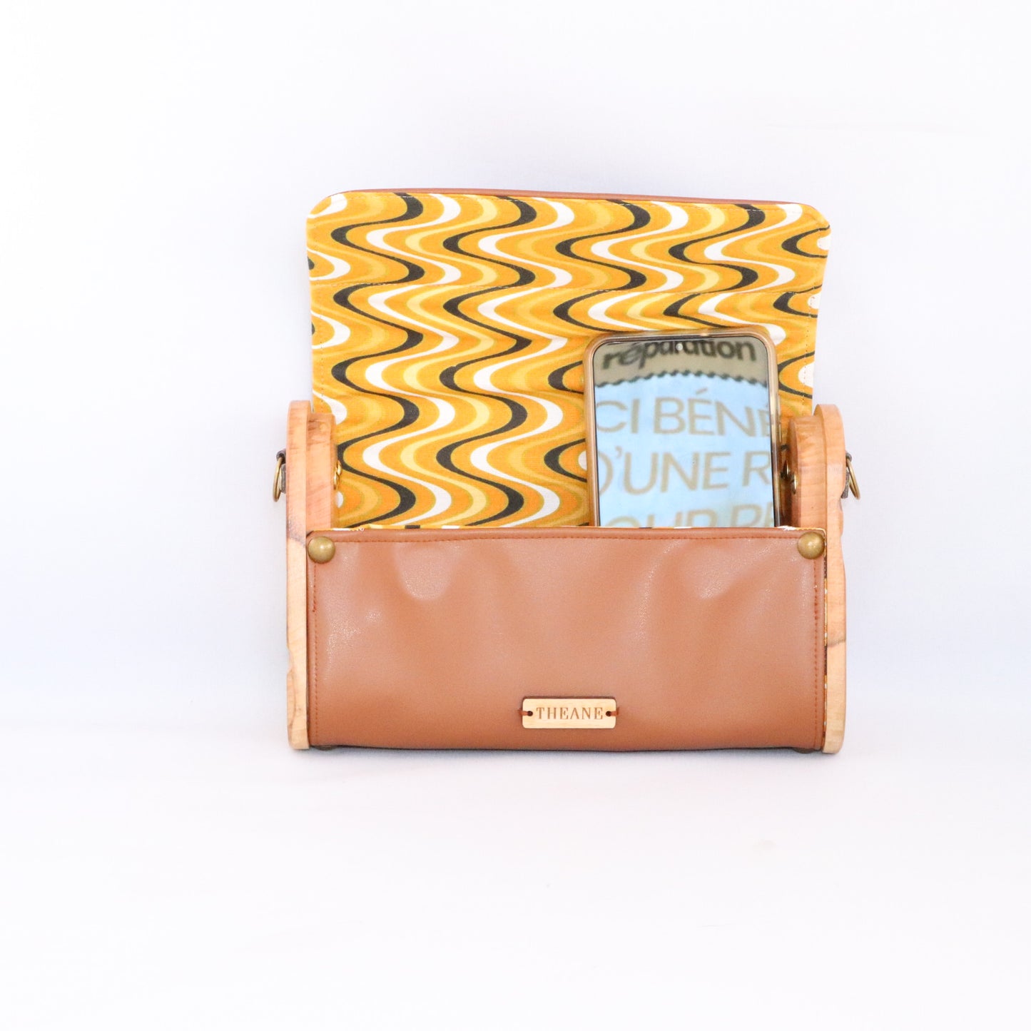 Mini sac bois et alter-cuir de raisin caramel 109