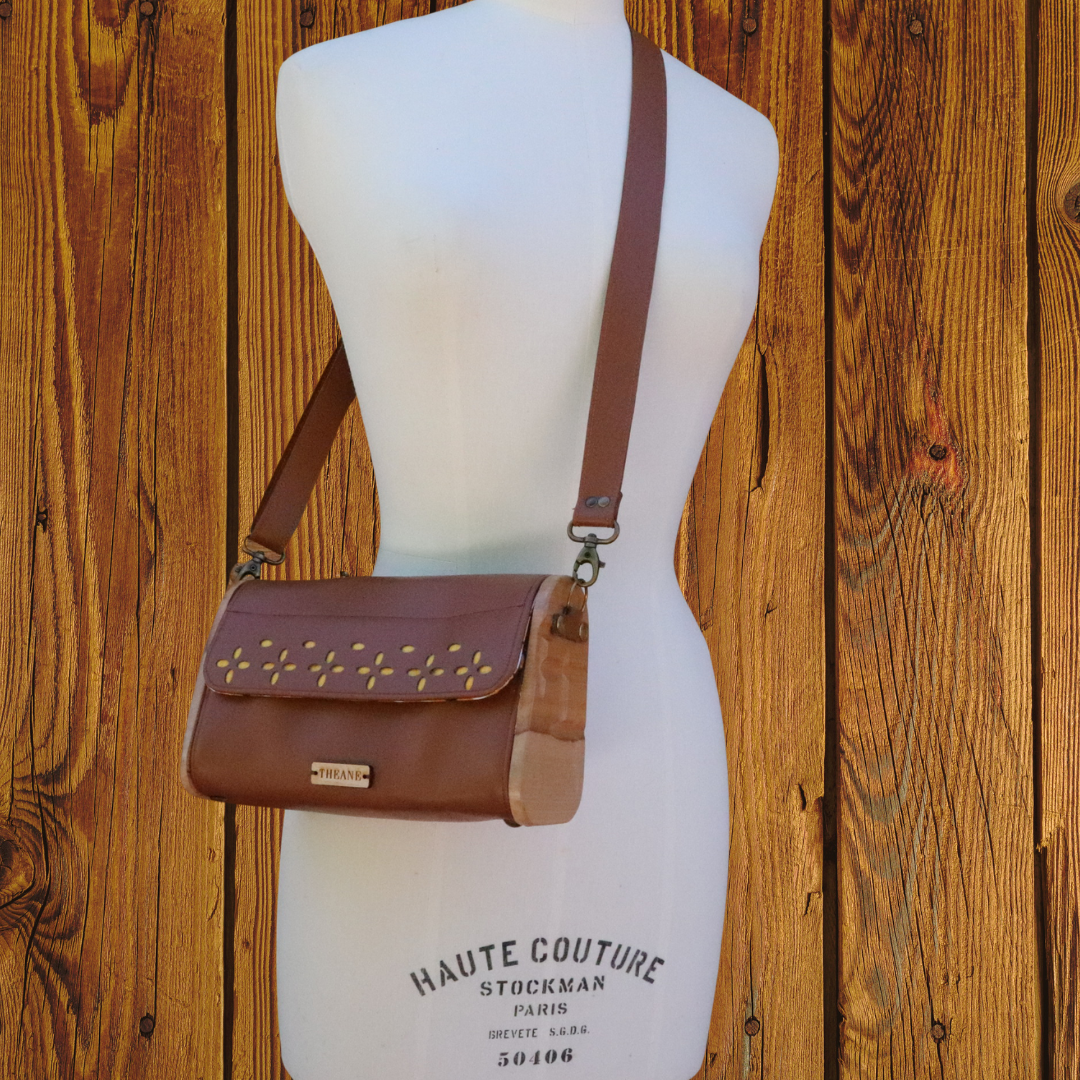 Mini sac bois et alter-cuir de raisin vert 140