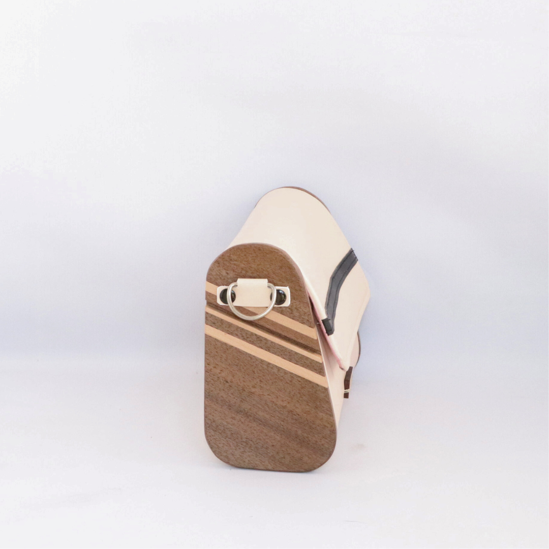 Mini sac bois et alter-cuir de raisin sable et noir 111