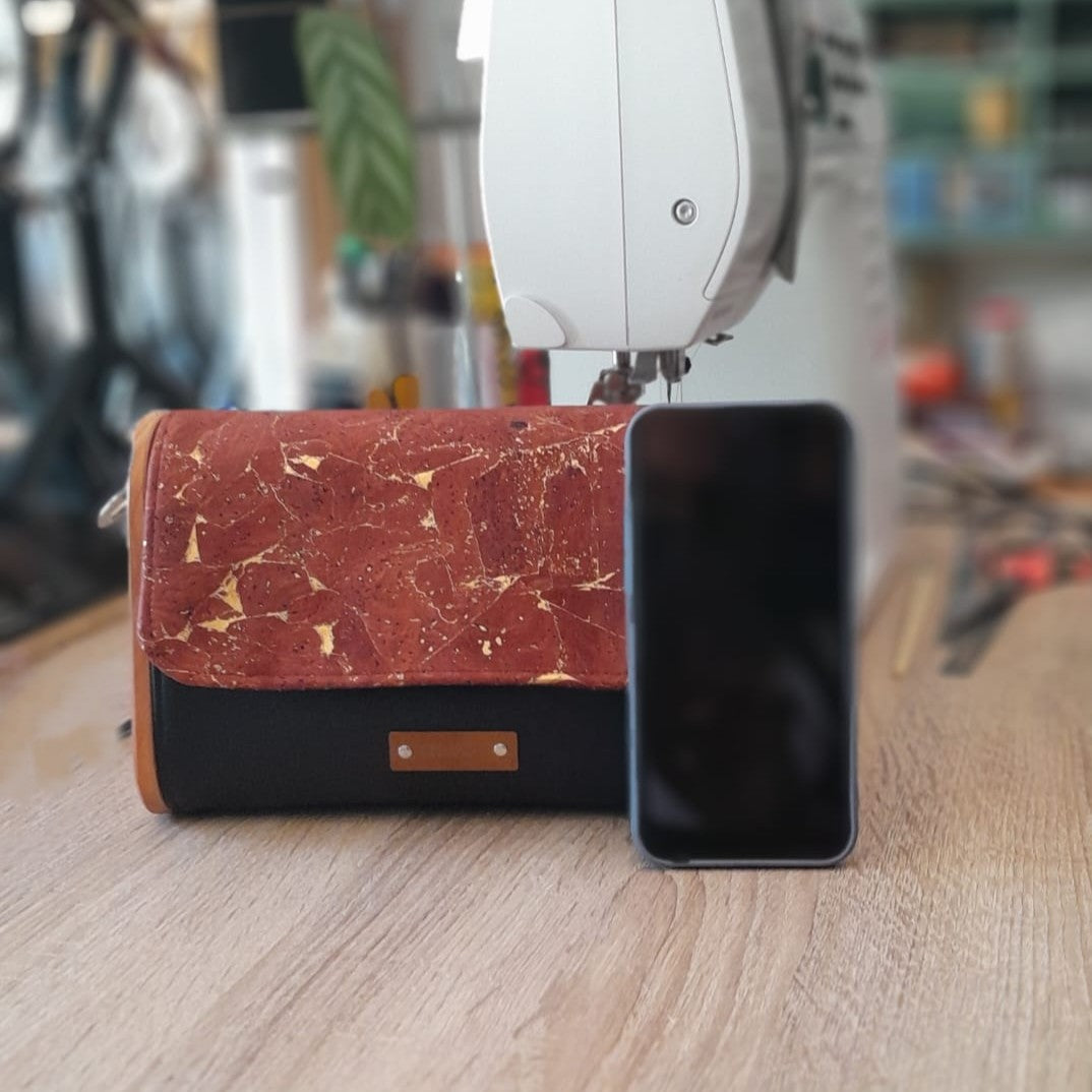 Mini sac bois, alter-cuir de raisin noir et liège imprimé 138
