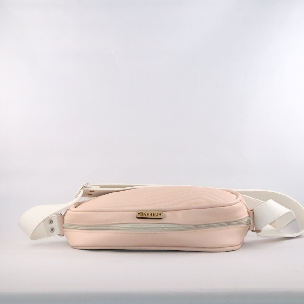petit sac matelassé alter-cuir de raisin végan beige rosé vue dessus