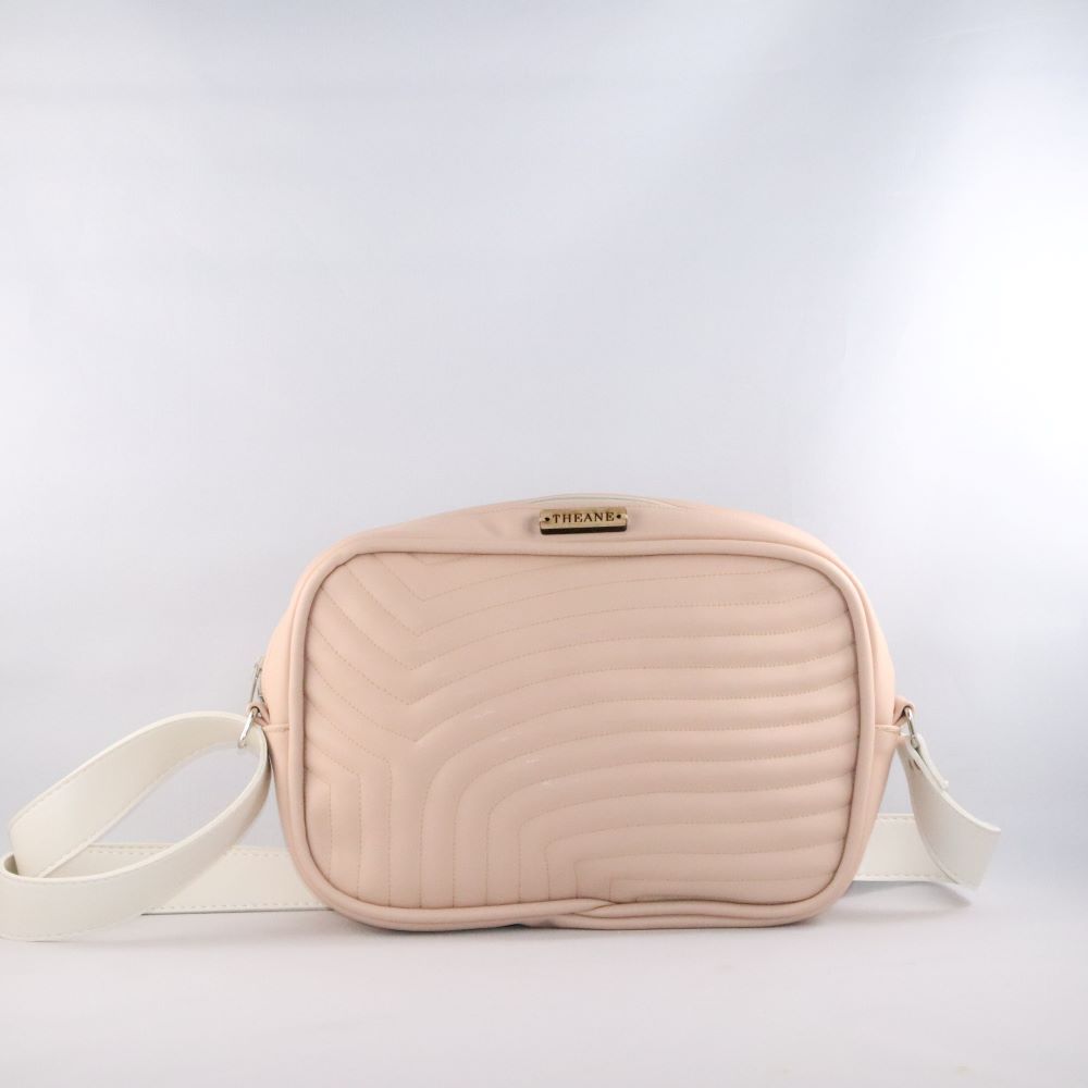 petit sac matelassé alter-cuir de raisin végan beige rosé de face