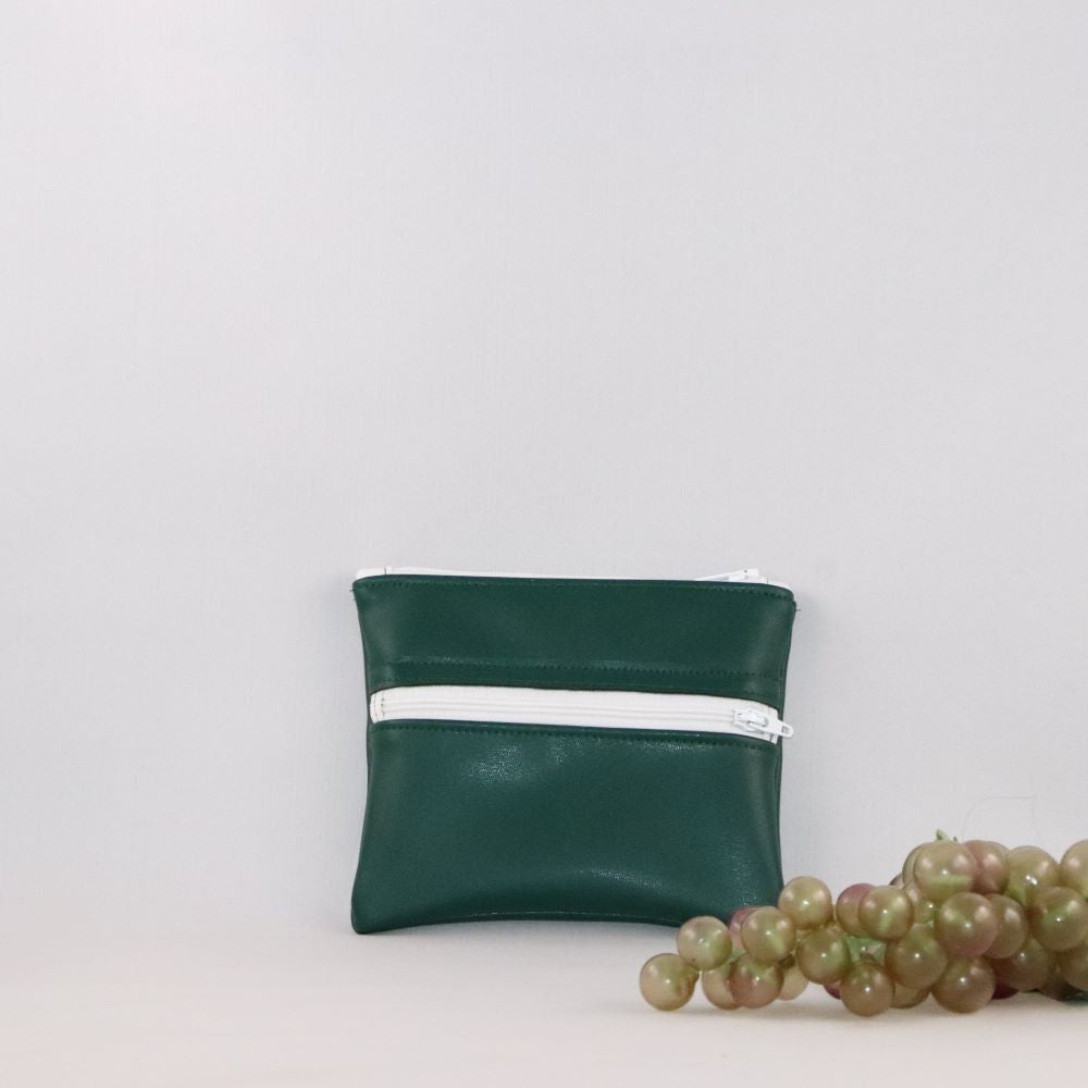 porte-monnaie alter-cuir de raisin vert foncé avec grappe de raisin