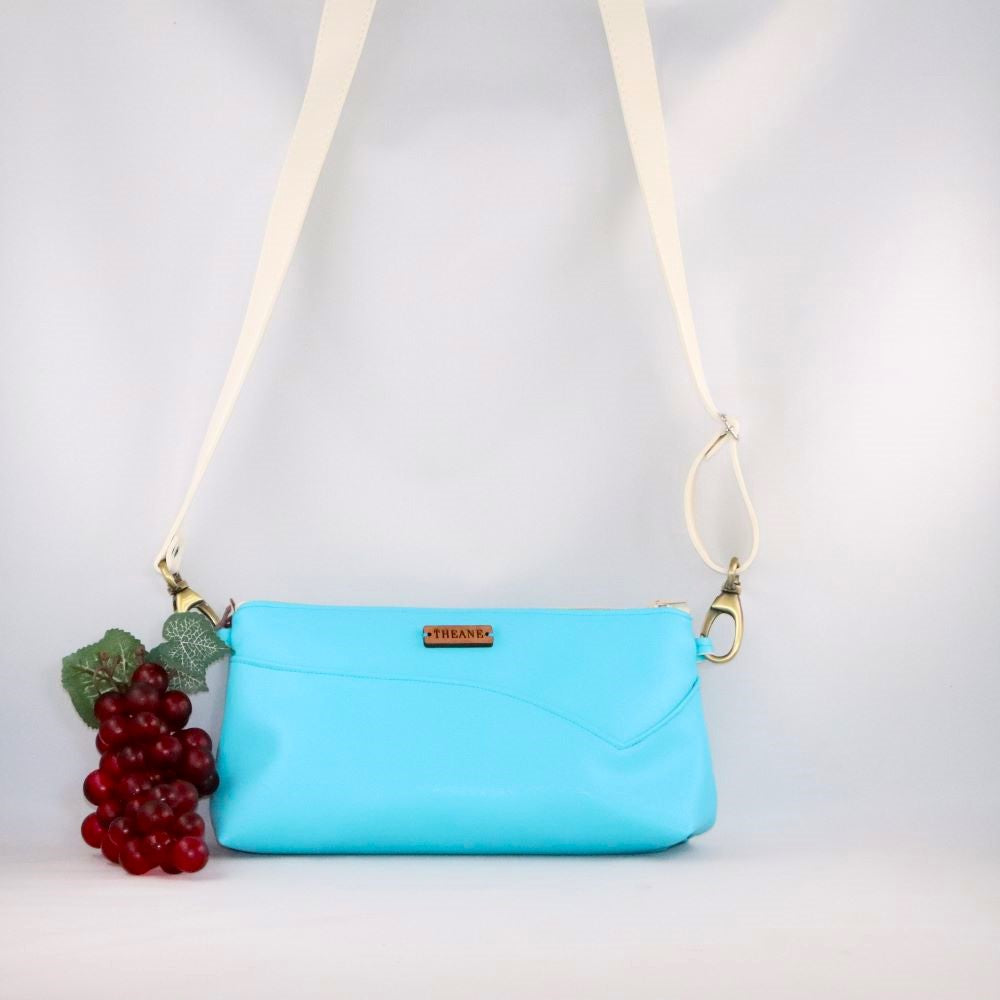 sac baguette alter-cuir de raisin turquoise avec grappe