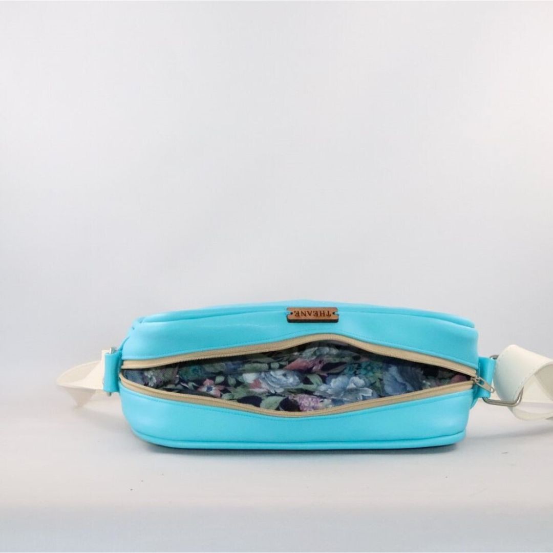 sac matelassé alter-cuir de raisin turquoise ouvert