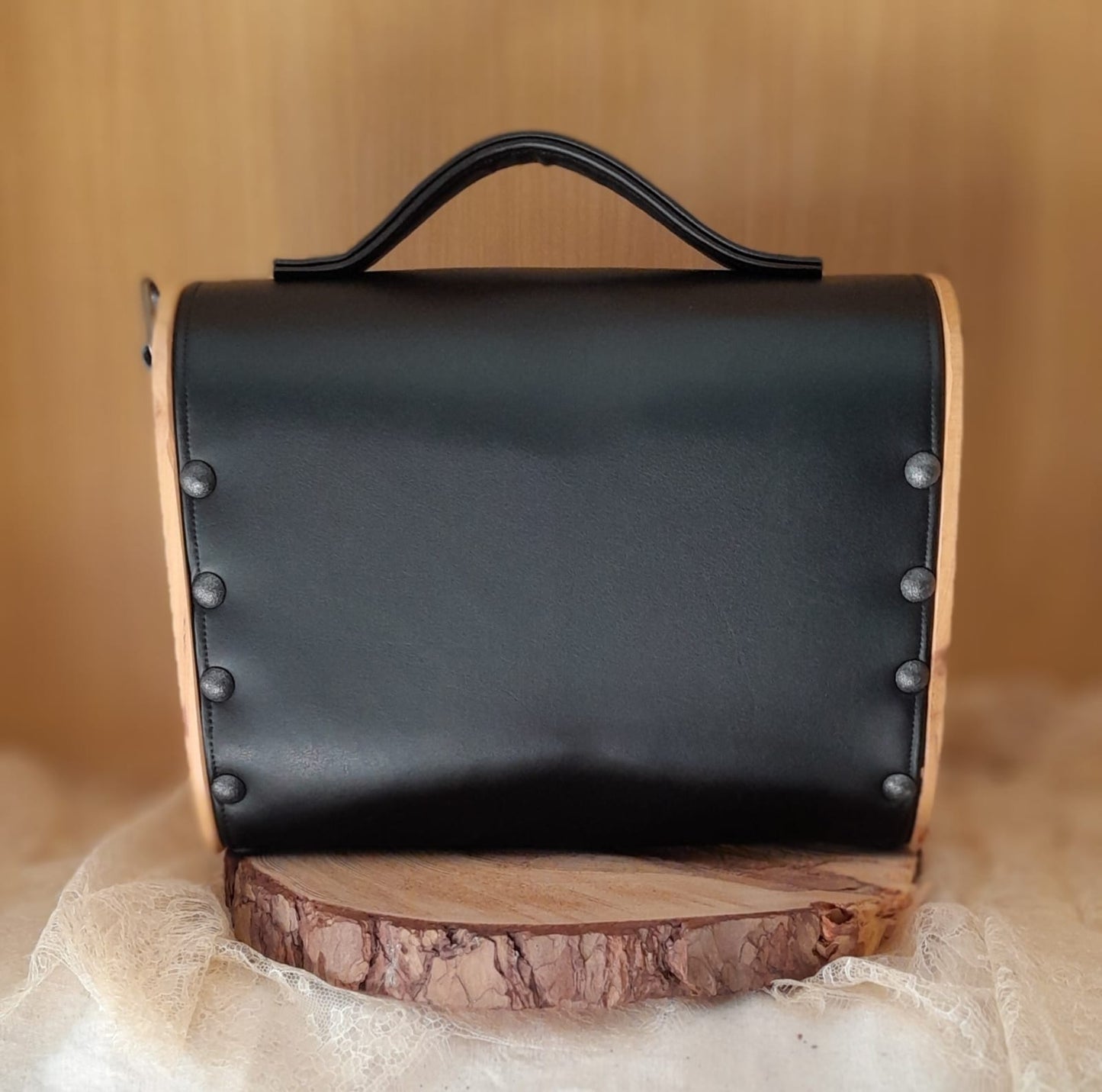 Sac cartable noir liège jaune bois if n°170