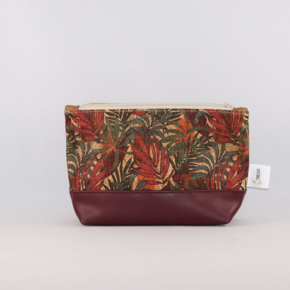 trousse triangle alter-cuir de raisin bordeaux et liège imprimé de face