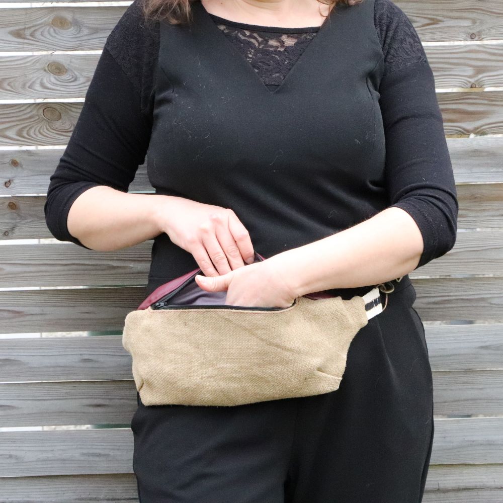 Sacoche banane bandoulière bordeaux femme
