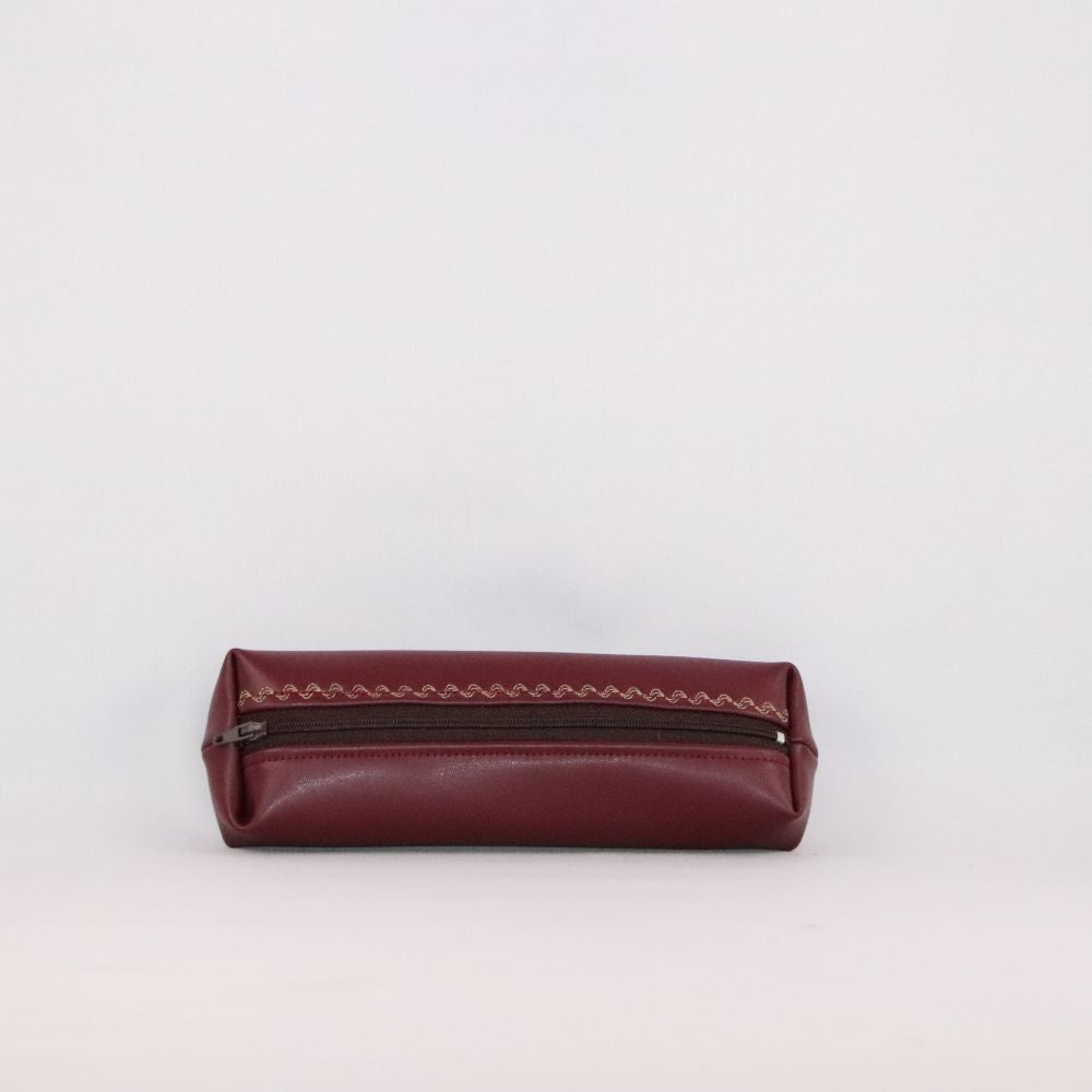 petite trousse bordeaux alter cuir de raisin dessus