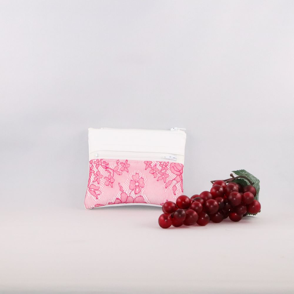 porte-monnaie cuir de raisin blanc dentelle avec grappe
