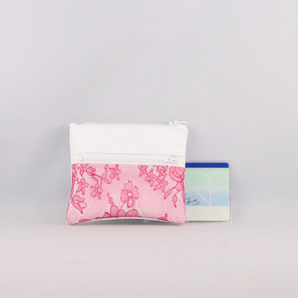 porte-monnaie alter-cuir de raisin blanc et dentelle avec CNI