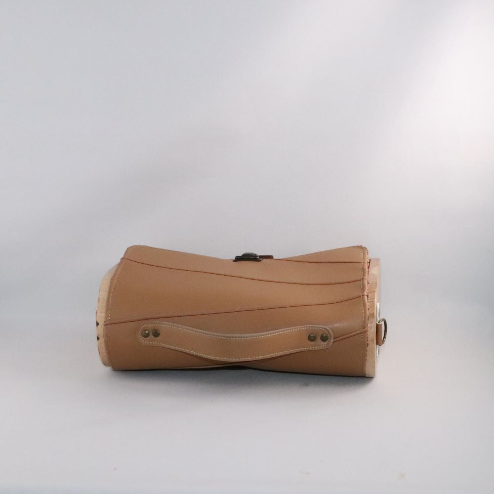 Petit sac cartable bois et alter-cuir de raisin camel 47