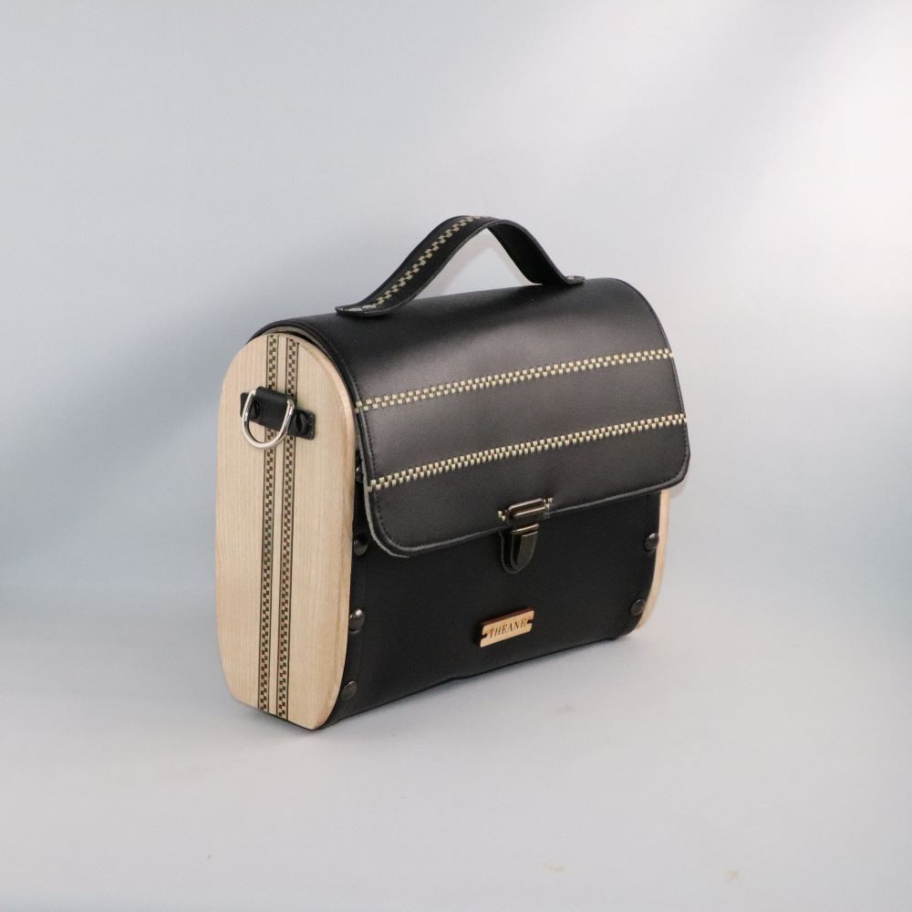 Petit sac cartable bois et alter-cuir de raisin noir 57