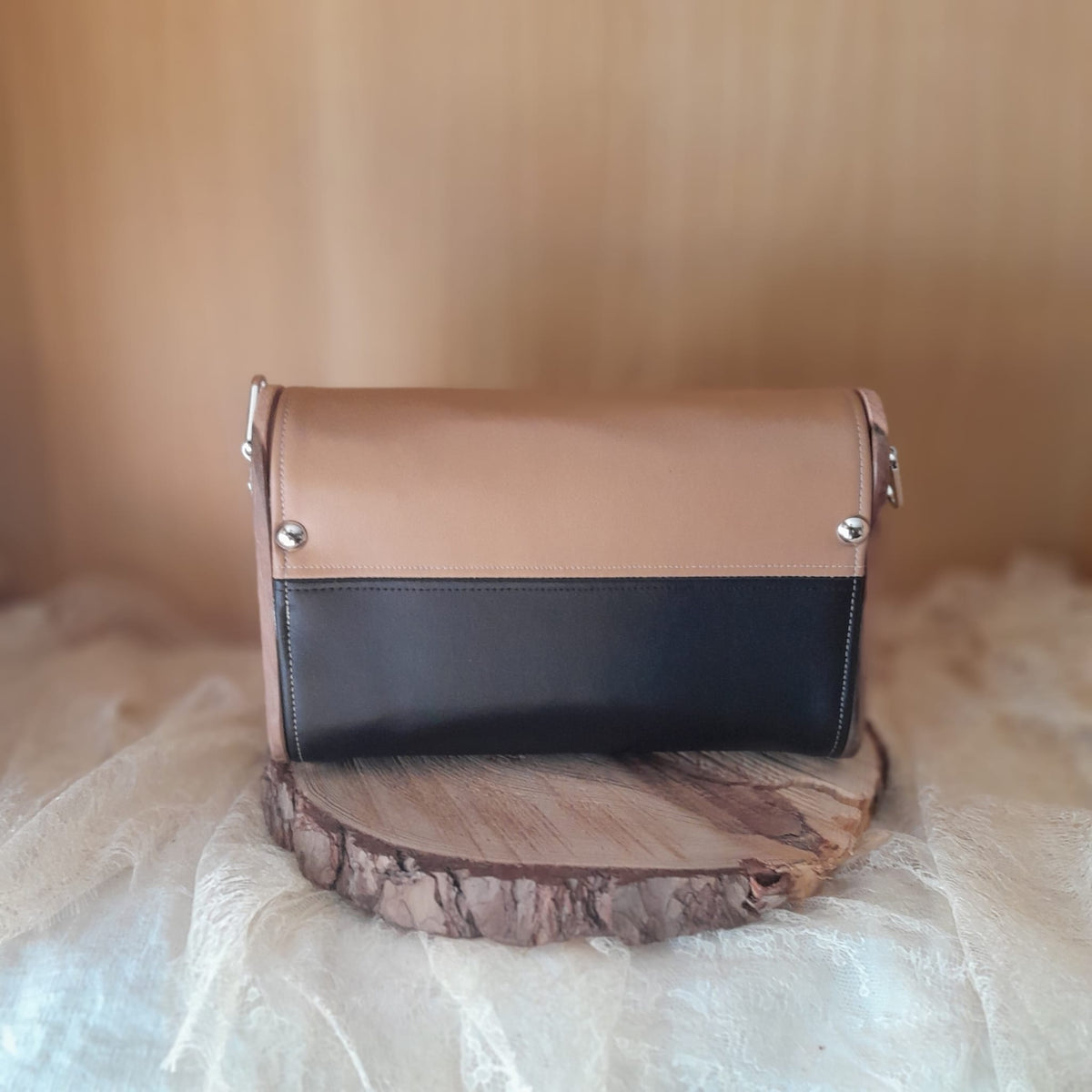 Mini sac bois alisier et marc de raisin came et noir 223
