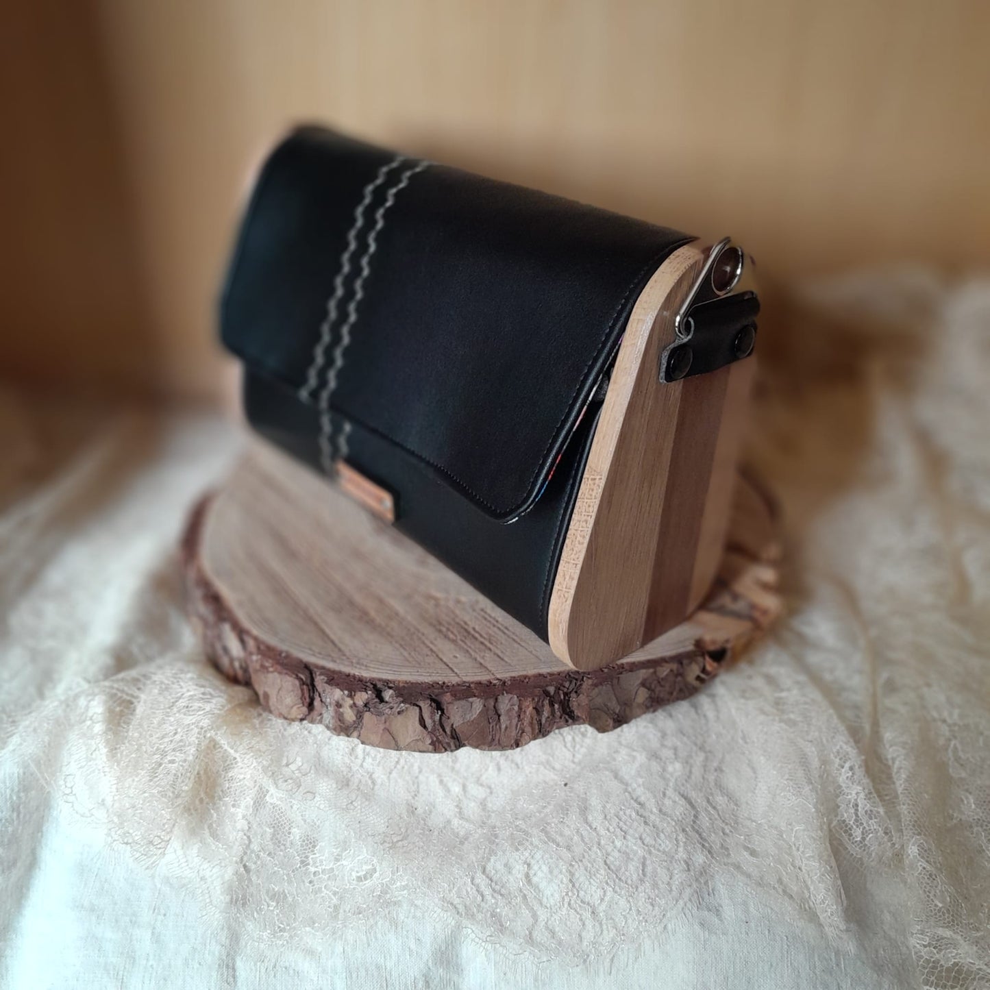 Mini sac noir bois noyer poirier chêne n°165