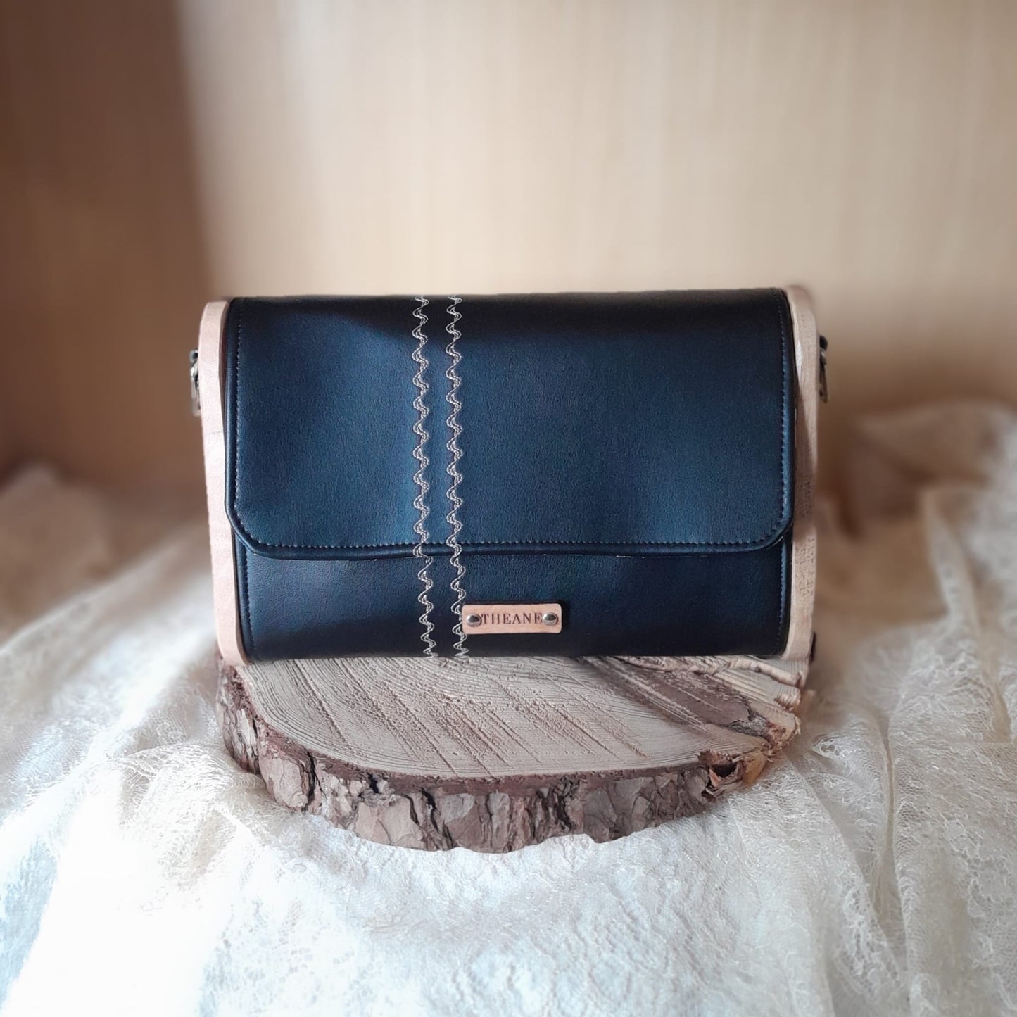 Mini sac noir bois noyer poirier chêne n°165