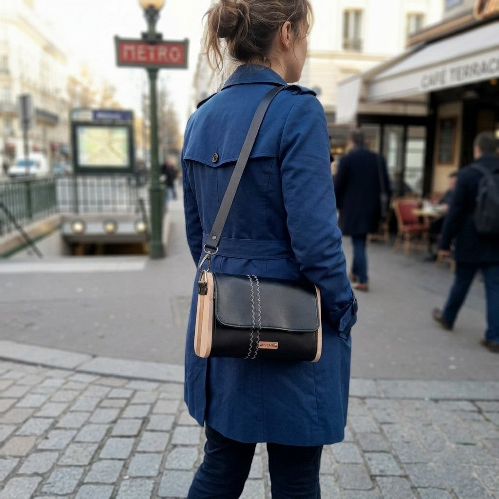 Mini sac noir bois noyer poirier chêne n°165
