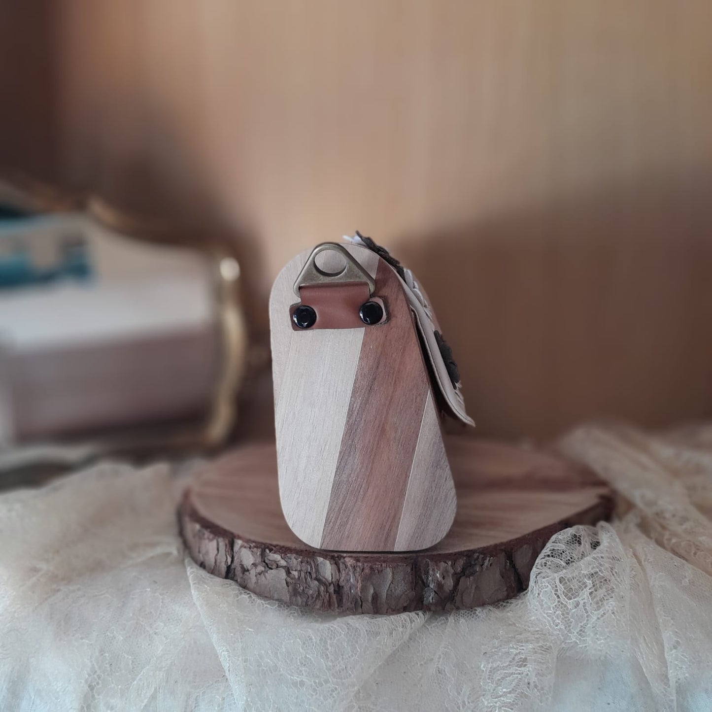 Mini sac raisin sable fleur côtés en bois