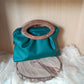 Sac plissé vert émeraude poignées noyer n°239