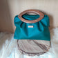 Sac plissé vert émeraude poignées noyer n°239