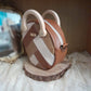 Petit sac rond raisin marron 3 tons poignées bois érable