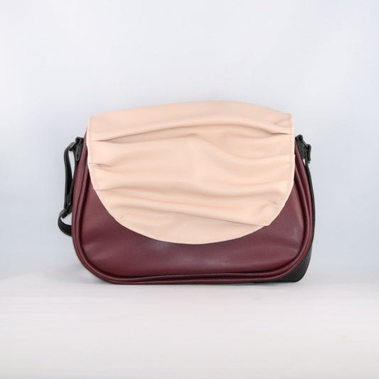 Rabat alter-cuir de raisin plissé beige rosé