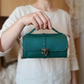 Sac à main Kube raisin vert tressé et bois noyer 