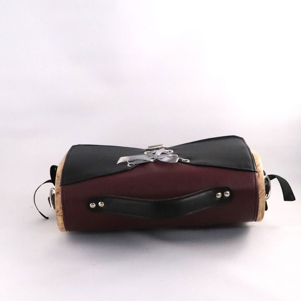 Petit sac cartable bois et alter-cuir de raisin bordeaux et noir 59