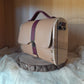 Sac cartable raisin camel et côtés en noyer