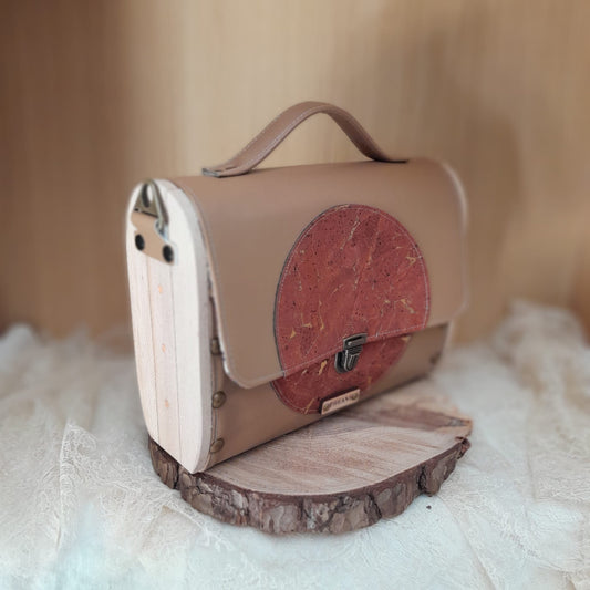 Sac cartable camel liège vermillon bois platane n°90