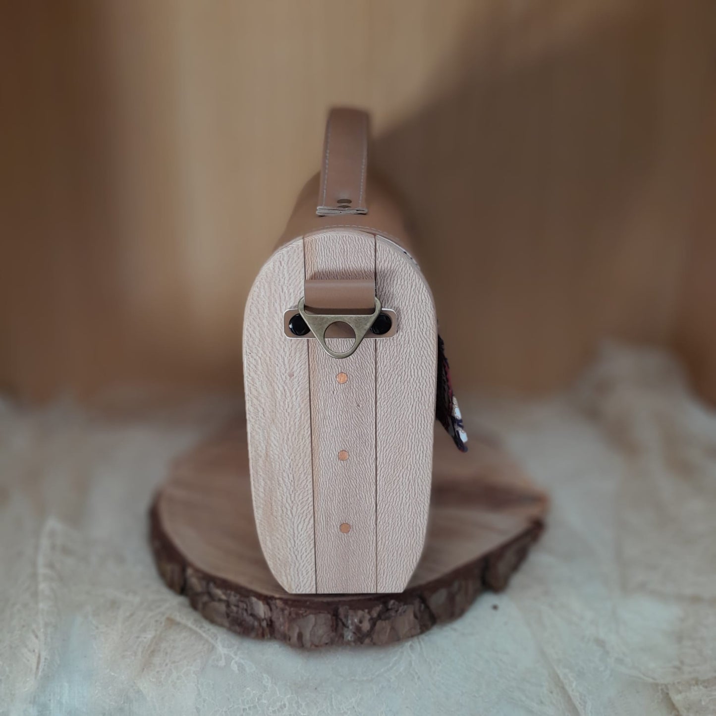 Sac cartable camel liège vermillon bois platane n°90