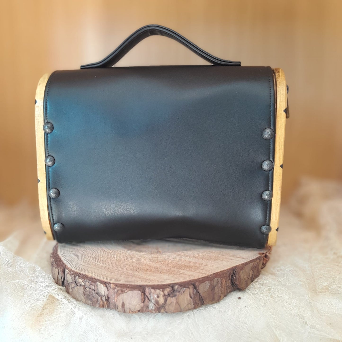 Sac cartable raisin noir bois acacia résine époxy n°101