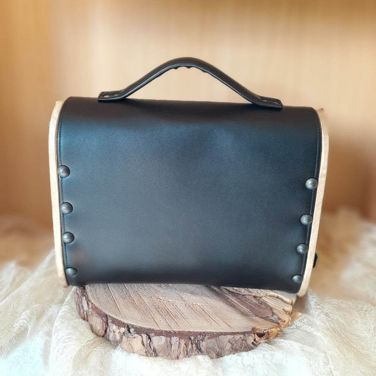 Sac cartable noir bois noyer n°221