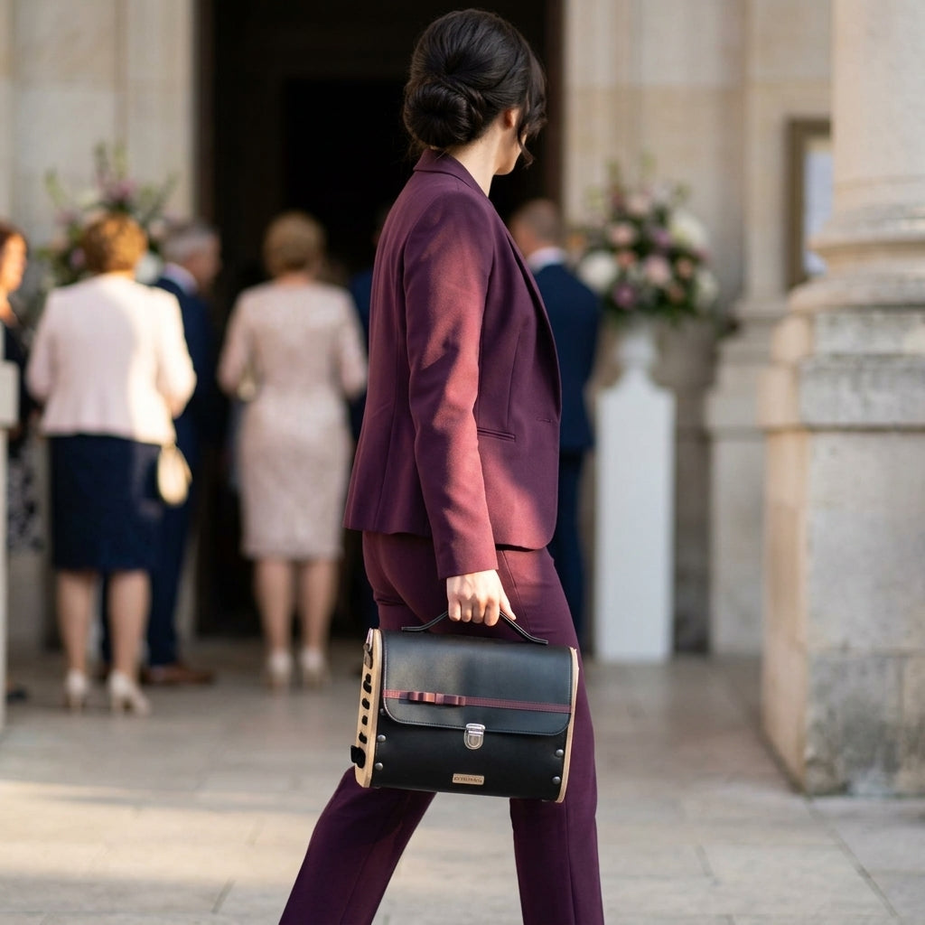Sac cartable noir bois noyer n°221