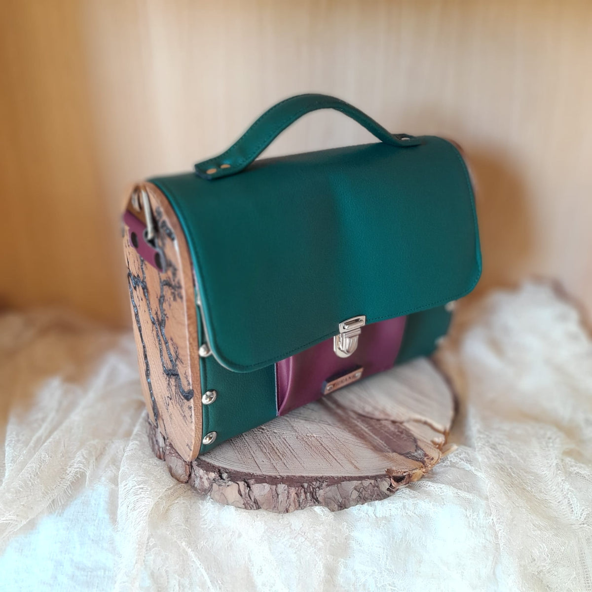 Sac cartable vert bordeaux orme Lichtenberg n°229