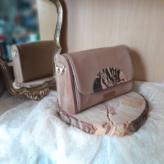 Mini sac bois et alter-cuir de raisin camel 155
