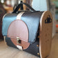Petit sac cartable bois et alter-cuir de raisin noir et caramel 83