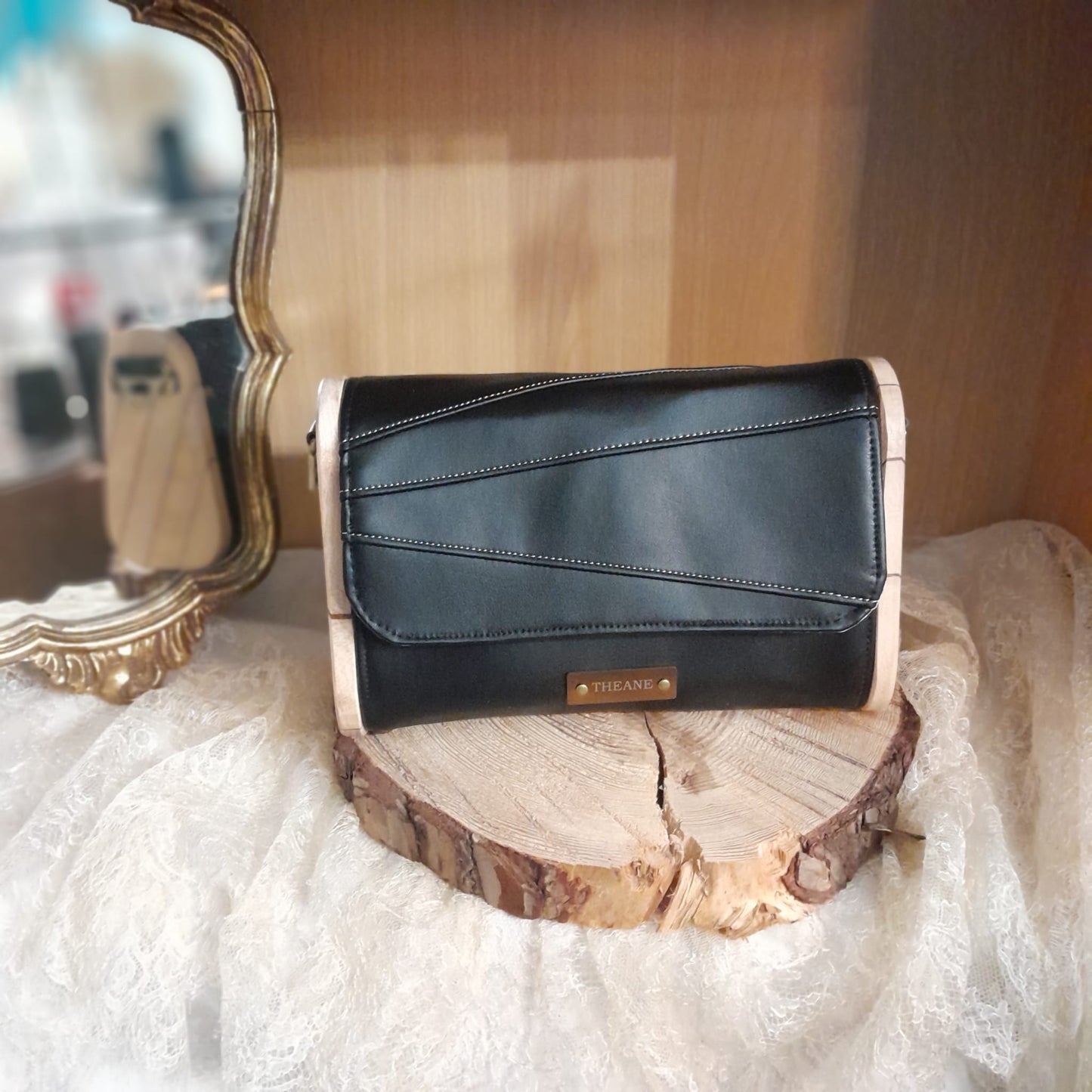 Mini sac bois et alter-cuir de raisin noir 154